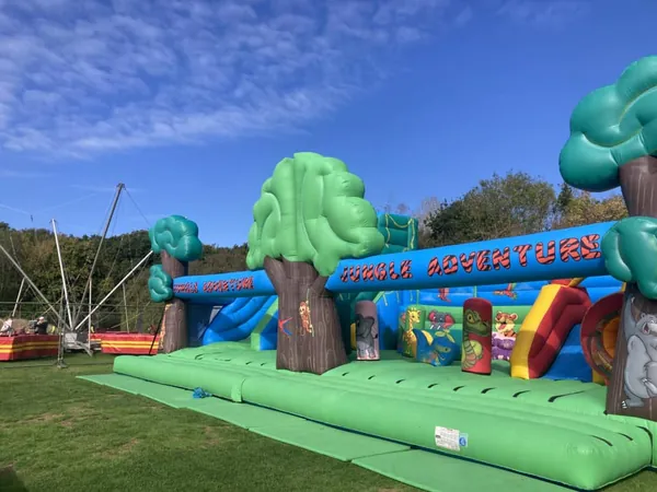 Large inflatable jungle adventure attraction at Worcester Woods Kids Fun Park